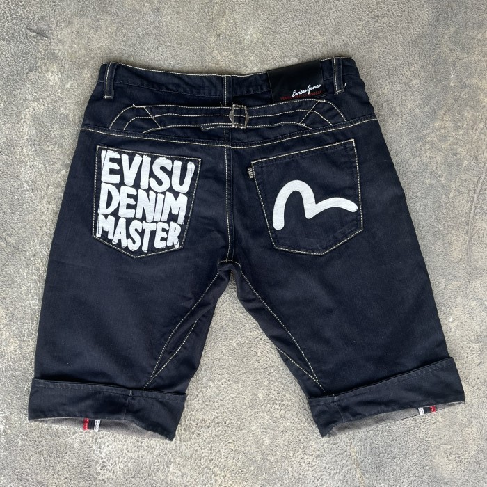 Evisu Genes Denim Master Short Pants Embroiderry Selvedge Sz 34