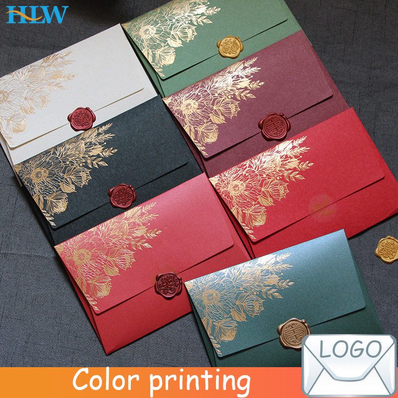 

10pcs/lot High Grade Pearl Paper Envelopes Wedding Invitations European Bronzing Pattern Envelope Gift Envelope