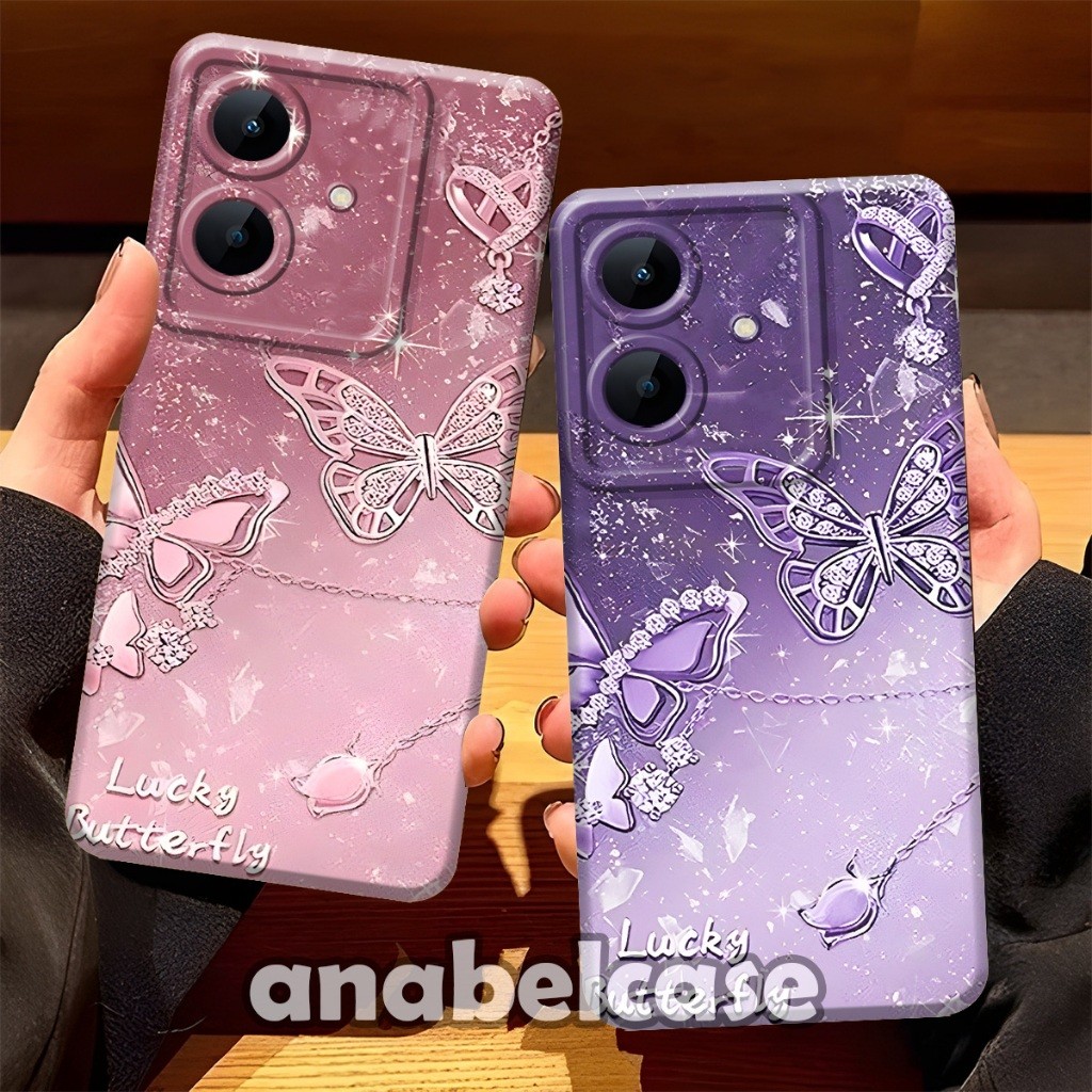 Softcase Realme Note 60X 2025 / NOTE 60 2024. TERBARU. Motif Kupu - Kupu Aesthetic - Case Cute - Cas