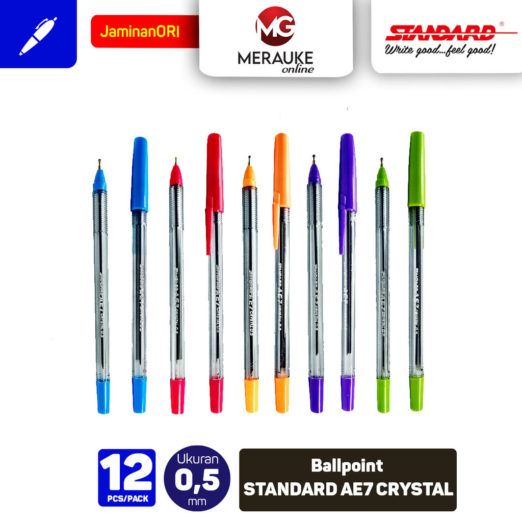 

H7Y Ballpoint STANDARD AE7 CRYSTAL - Hitam 12 Pcs