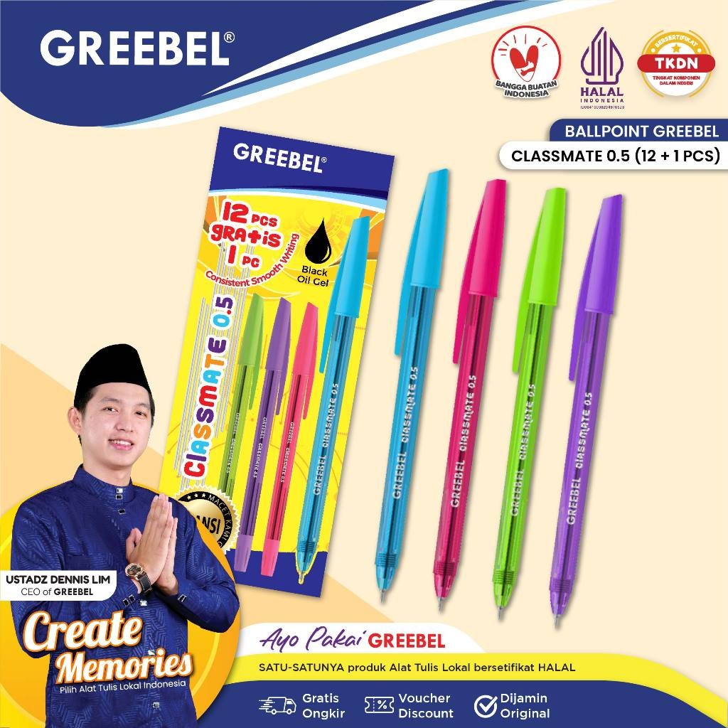 

GREEBEL PULPEN BOLPEN / CLASSMATE 0.5 HITAM (13PCS/BOX) / BALLPOINT BALLPEN BOLPEN BOLPOIN PENA