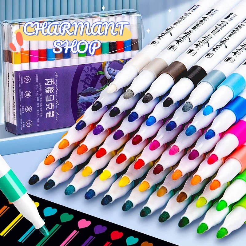 

【CHARMANT】Spidol Akrilik Marker Set 12/24/36/48/60/80 Warnas Paint Marker /Spidol Akrilik