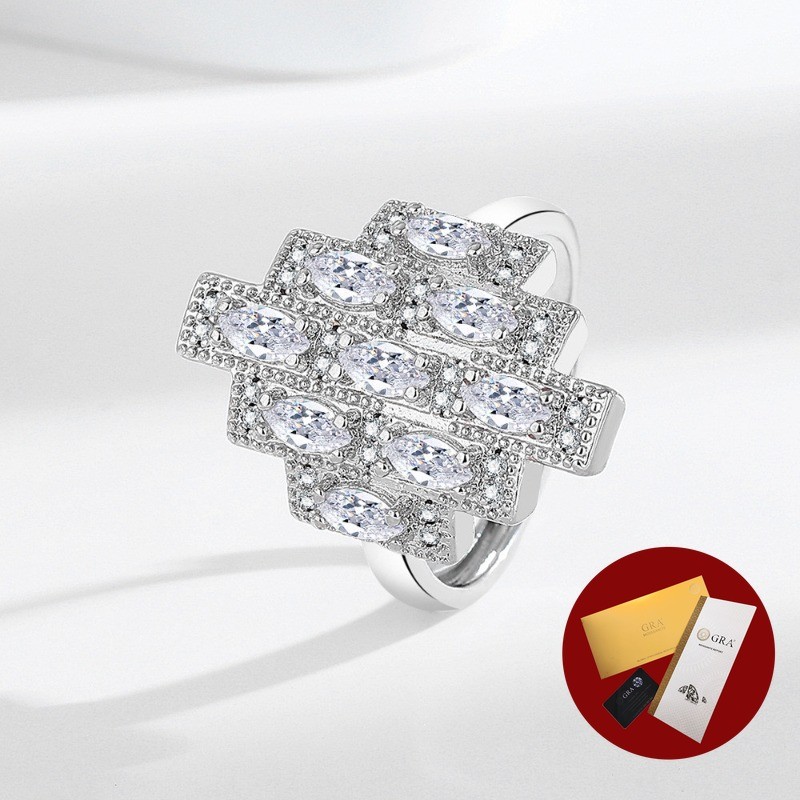 (Free Gra Certificate) 925 Cincin Baru Moissanite Perak Untuk Wanita