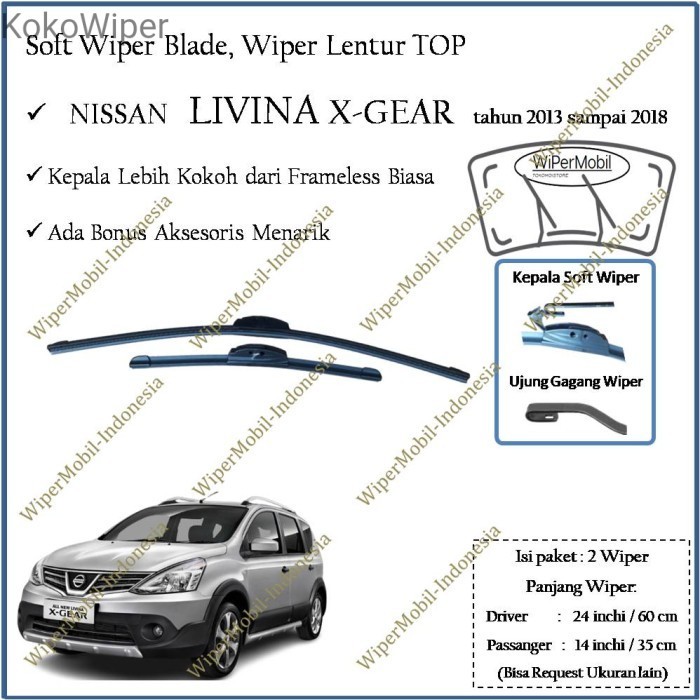 Kokowiper Soft Wiper Blade Nissan Livina X Gear 2008 2009 2010 2011 2012 2013