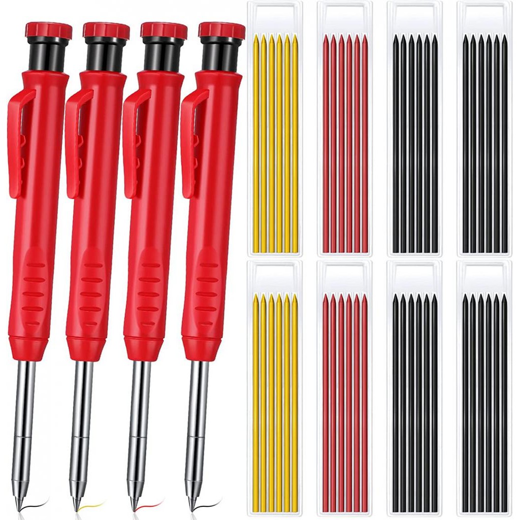 

Solid Carpenter Pencil With Sharpener Set Includes Mechanical Pencils Woodworking Construction Pencil Long Nose Marker Refill