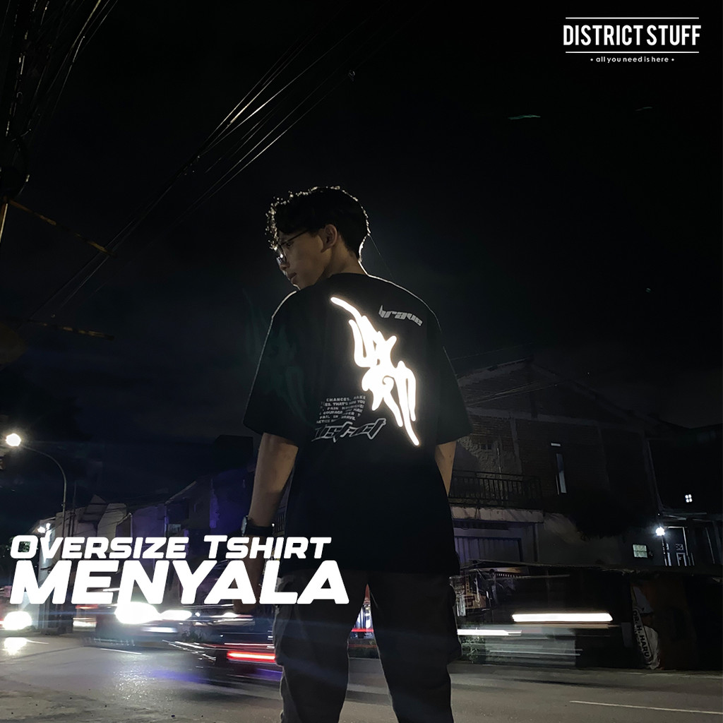 Kaos Oversize Reflektif Brave Tshirt Oversized Menyala Dalam Gelap Pria Wanita Premium