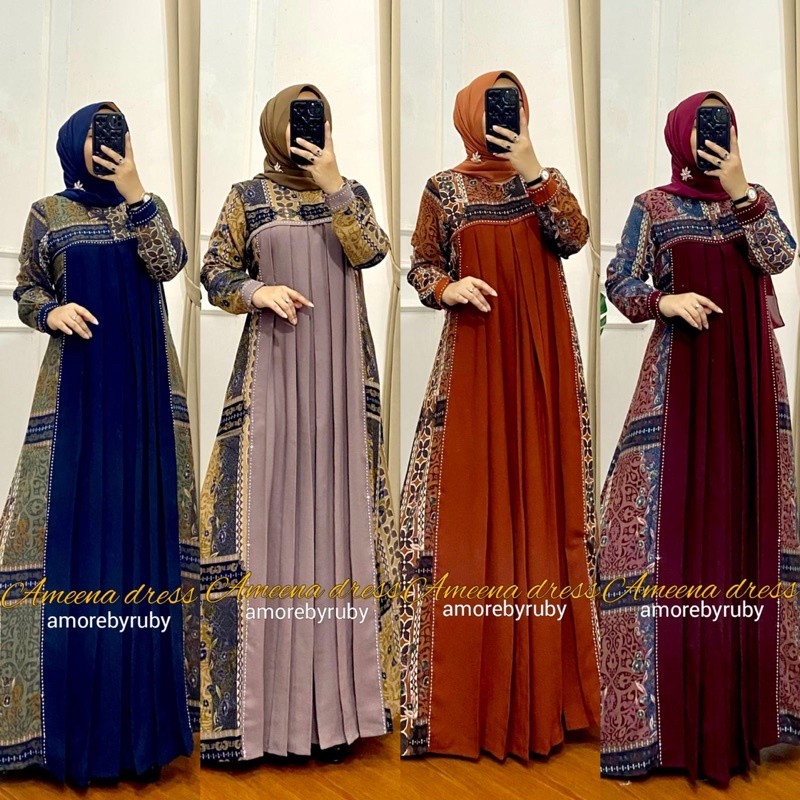 [EXCLUSIVE DEAL] AMEENA DRESS AMORE BY RUBY GAMIS MOTIF BUNGA KONDANGAN ALLSIZE