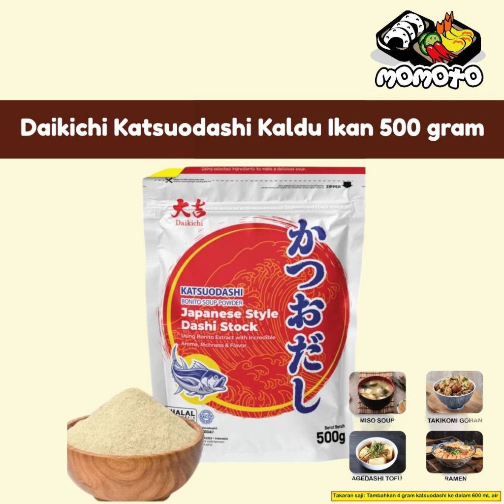 

Halal Daikichi Katsuodashi 500 Gram Bonito Soup Powder / Bubuk Ikan Bonito Kering Kaldu Ikan Dashi