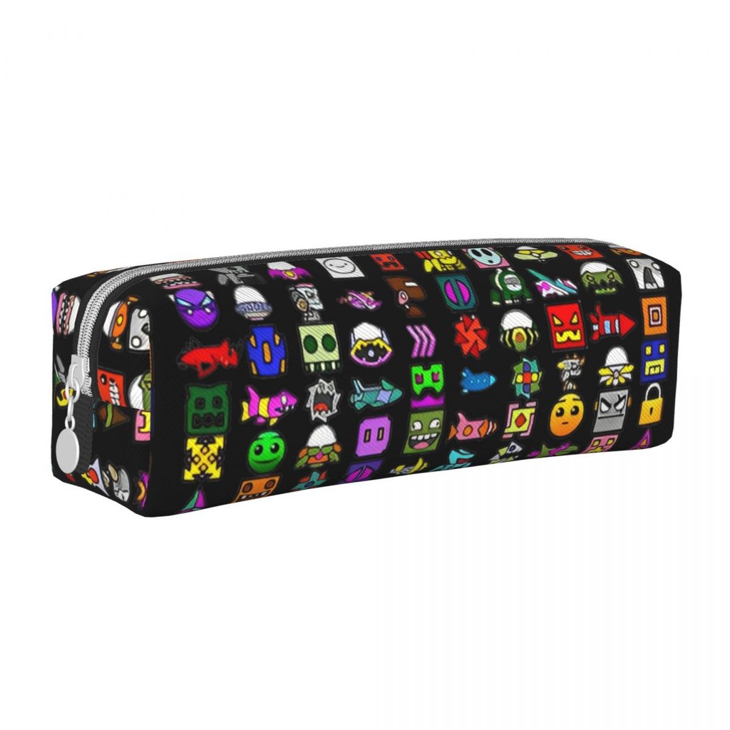

Geometry Dash Game Music Pencil Case Cute Geometric Dash Pen Holder Pencil Bags Student Big Capacity Supplies Zipper Pencil Box