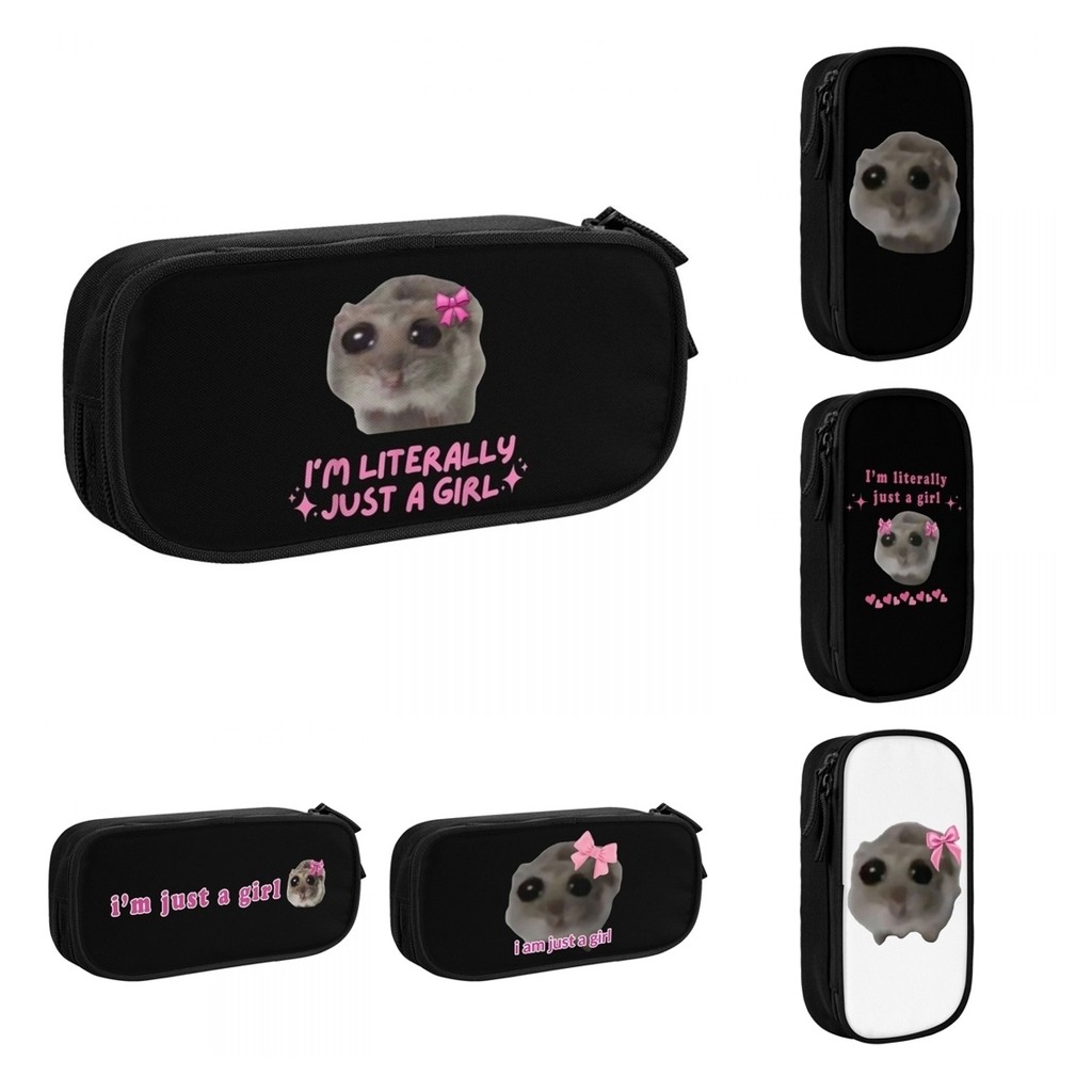 

Sad Hamster Meme Pencil Cases I'm Just a Girl Pencil Box Pen Holder for Student Big Capacity Pencil Bags School Supplies