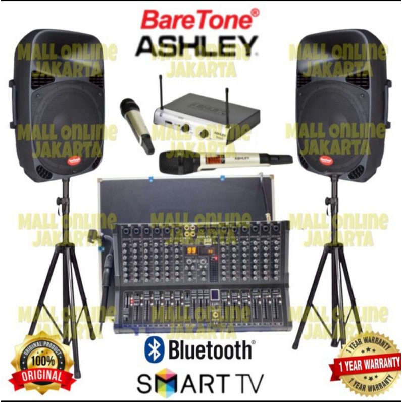 Paket Speaker Aktif Pasif Baretone 15inch Ashley 12 channel  Lm12