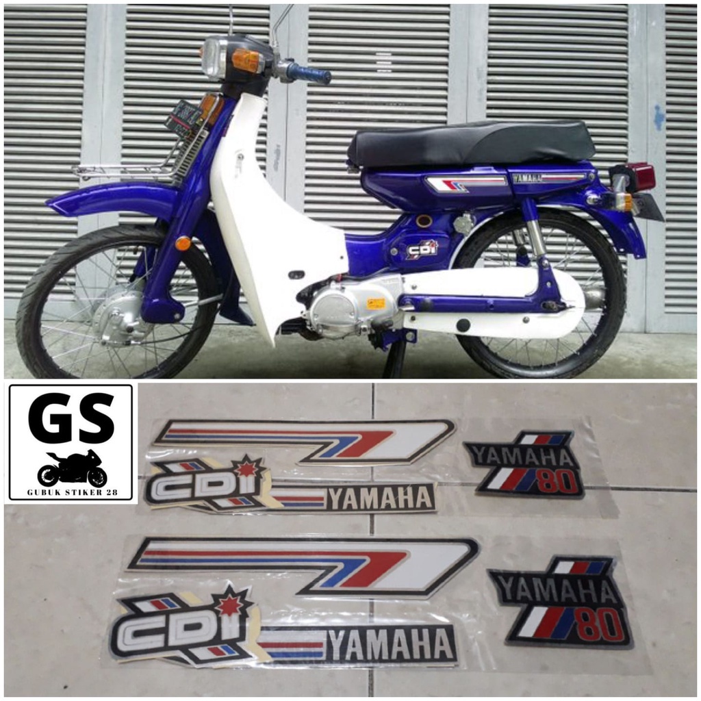 STRIPING STIKER LIS BODY MOTOR YAMAHA V80 OLD BIRU