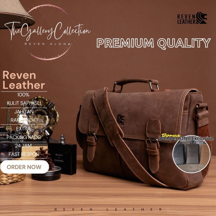 Tas Laptop Kulit Pria Tas Kerja Pria Tas Kantor Kulit Asli REVEN ASGARD