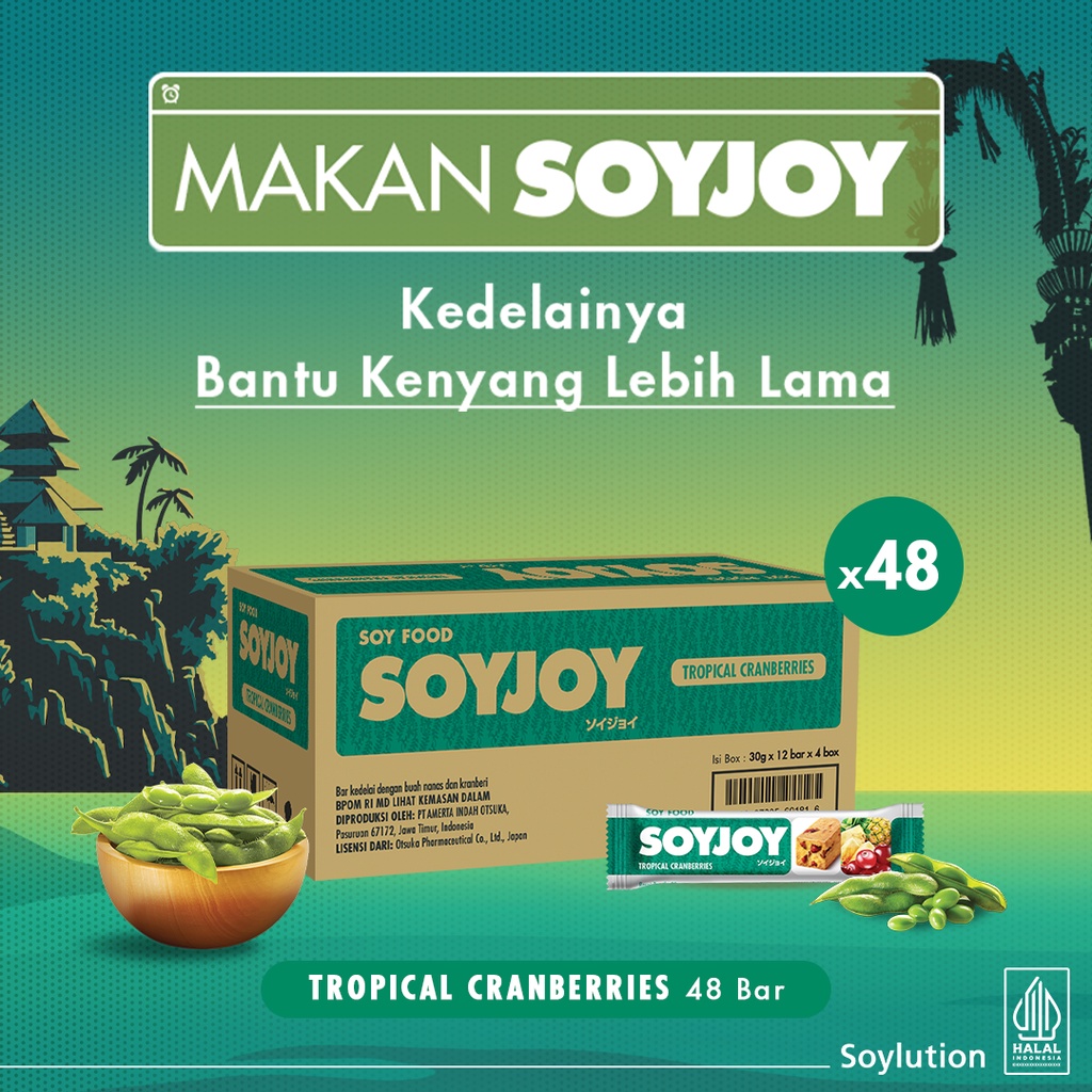 

SOYJOY Snack Bar Kedelai Tropical Cranberries 30gr - 1 Karton (48 Bar)