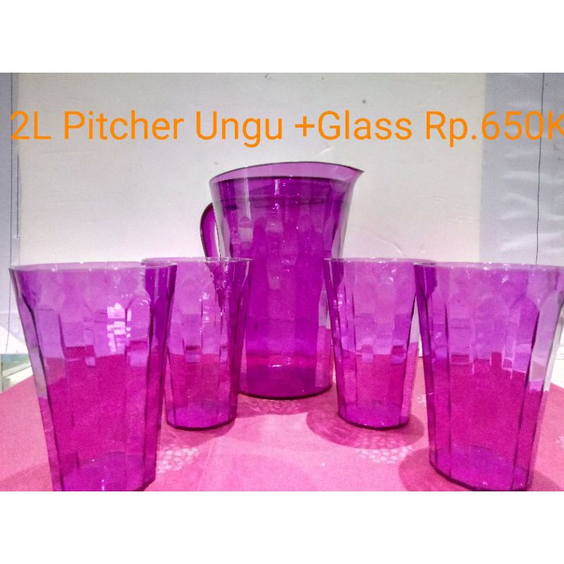 Tupperware Cristal 2L Pitcher (1) & Glass (4)