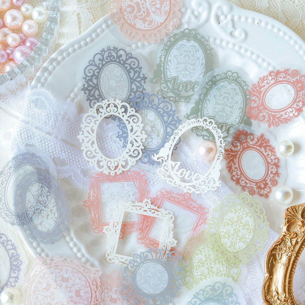 

[HARU] Multilayer Lace Material Pack Lace Flower Shadow Series Sticker Journaling Scrapbook Diary Korea DIY
