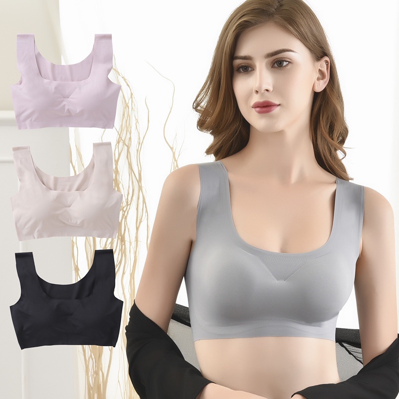 DSM Bra Wanita Seamless Tanpa Kawat 6843 Pakaian Dalam Wanita Nyaman Motif Polos Kualitas Tinggi Busa Bisa Dilepas Bh Sport Gym Fitness Senam Zumba Joging Olahraga Bra Fashion Wanita