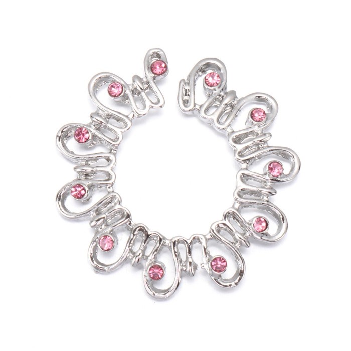 Cincin Puting Payudara Palsu Tanpa Tindik Stainless Steel Silver Red