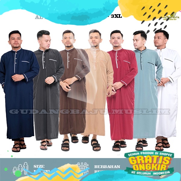 Baju gamis laki laki dewasa - pakaian muslim pria - baju sholat pria - baju jubah pria - baju jubah 