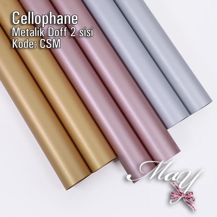 

20 lembar Cellophane Polos Metalik Doff. Silver, Rose, Gold (CSM)