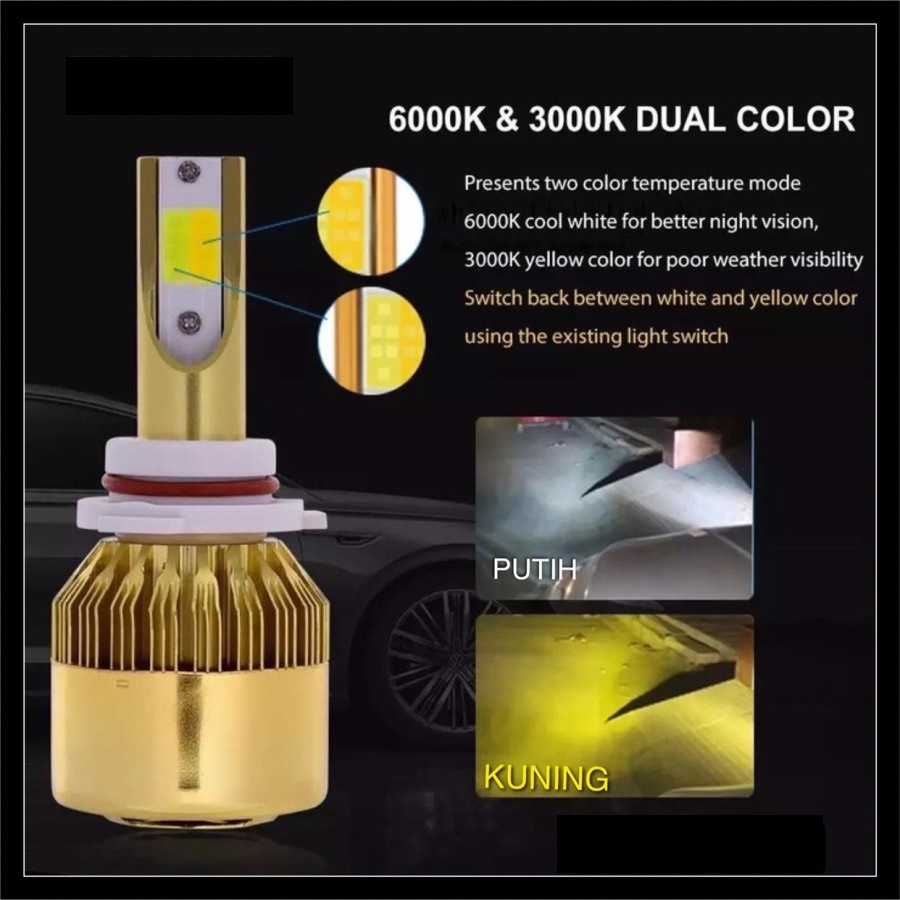 Lampu LED H11 2 Warna Putih Kuning Lampu LED Mobil