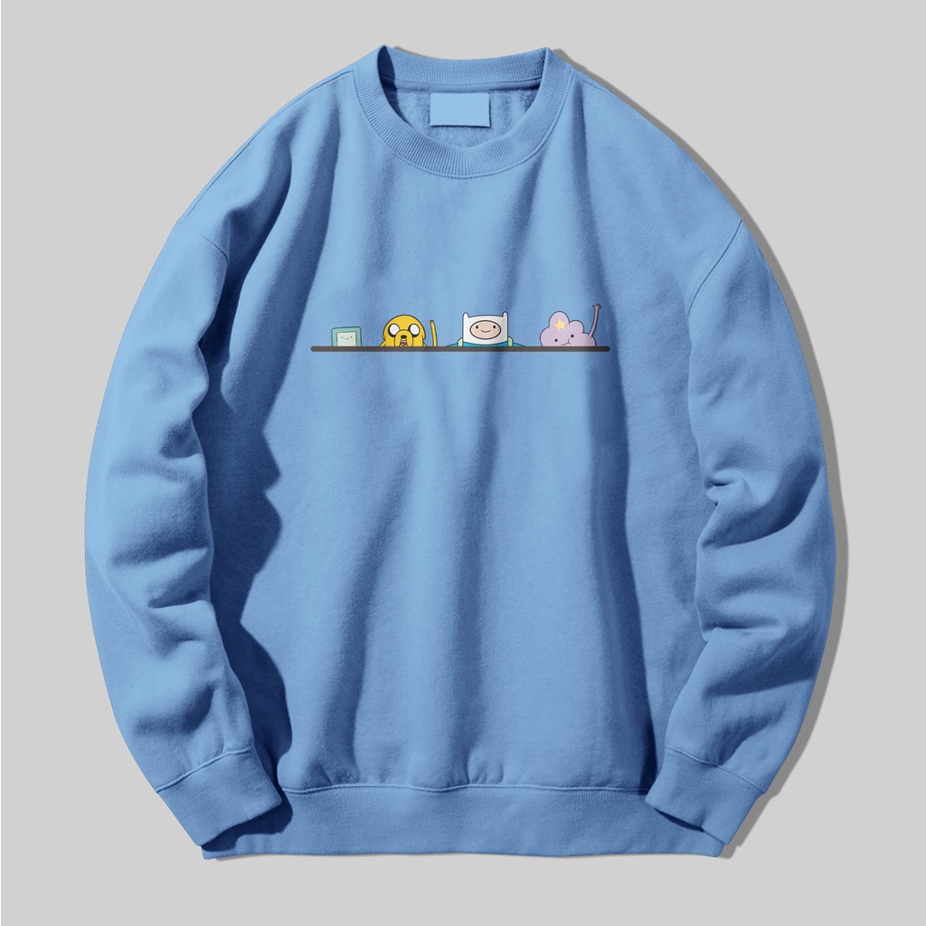 Crewneck Sweatshirt sweater Adventure Time Sweater Polos premium unisex pria dan wanita  size M-XL