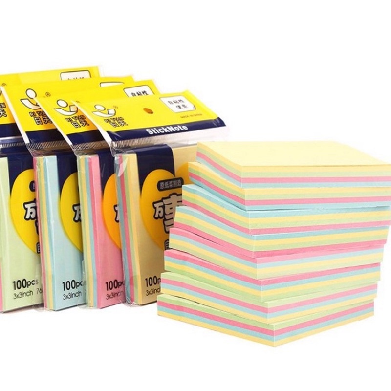 

LYSASHOPINSTAN 100 Lembar Memo Stick Sticky Note Kertas Memo Penanda Halaman Polos 4 warna
