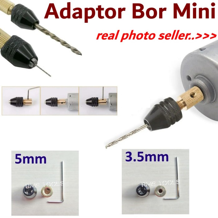 Adapter Kepala Bor Mini Kecil Grinder Keyless Chuck Collet Dinamo DC