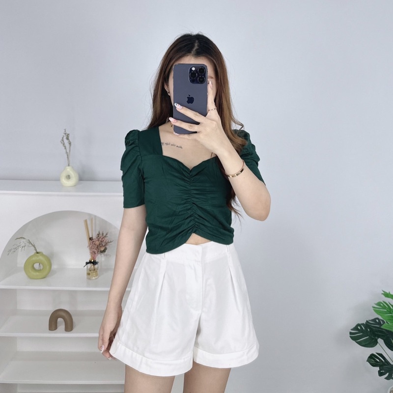 Jesly Puffy top | Crop top puffy kerut