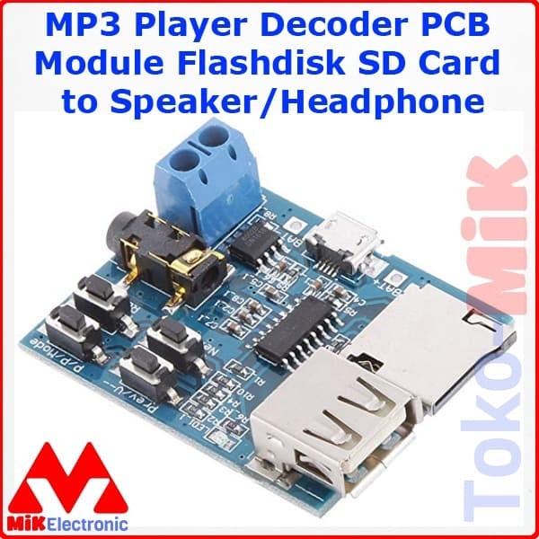 MP3 Player Decoder PCB Module Flashdisk SD Card to Speaker/Headphone GT27