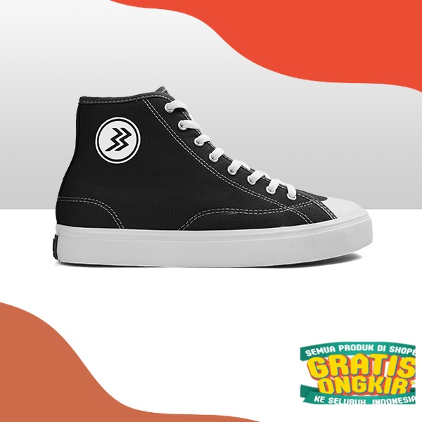 Geoff Max - Timeless HI Black White | Shoes Vulcanized | Sepatu | Sneakers | Sepatu Pria Wanita/ New