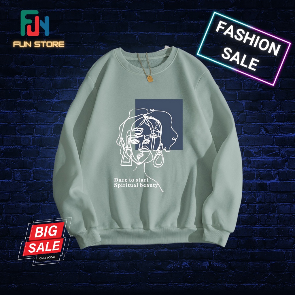 Sweater DARE TO START SPIRITUAL BEAUTY Oversize S M L XL 2XL XXXL 4XL 5XL Bahan Feleece premium Jake