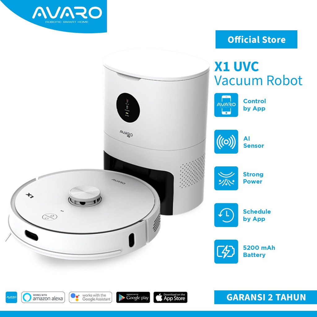 AVARO X1 Robot Vacuum Cleaner Portable Vacum Cleaner Rumah Vaccum Cleaner 3 in 1 Mode | Robot Vacum 