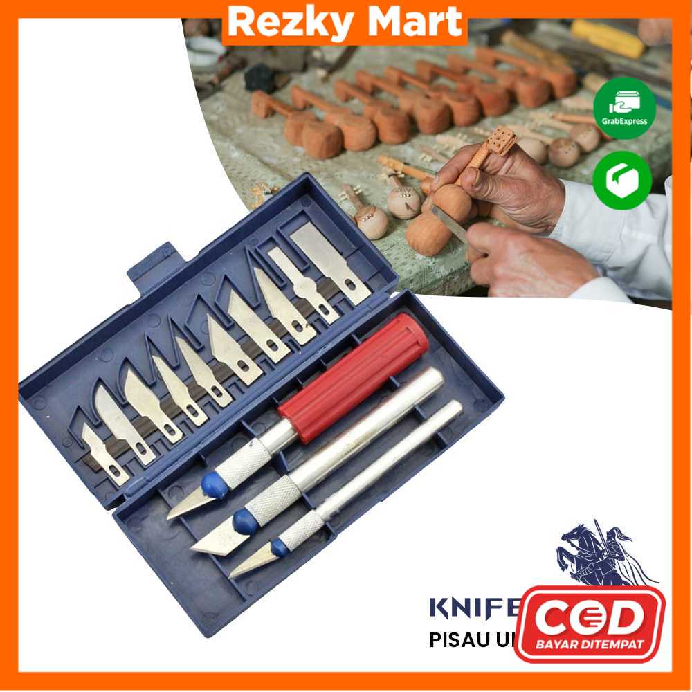 

KNIFEZER Set Pisau Ukir Seni 13 in 1 Crafting Knife 3 Handle - A-003