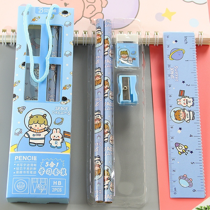 

2013 Stationary Set Pensil Set Alat Tulis Sekolah 5 In 1 Karakter Set Pensil Pola Kartun