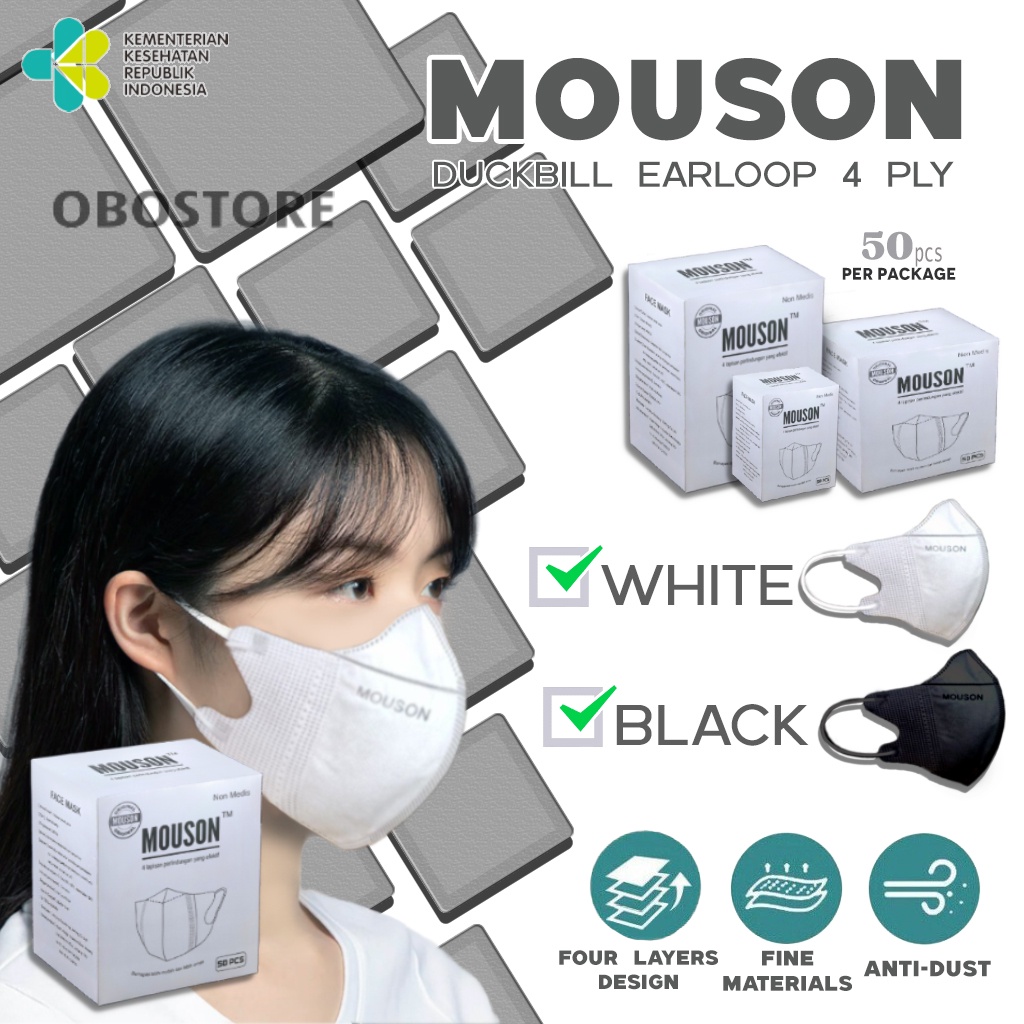 Masker Duckbill Mouson Earloop 4 ply 50 pcs
