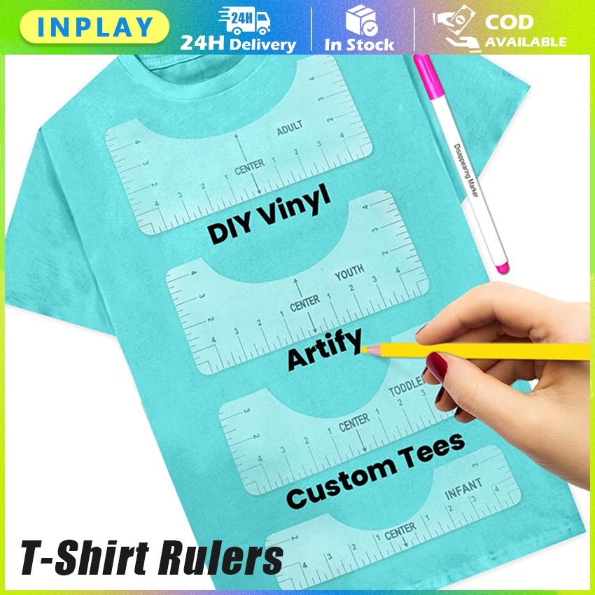 

4Pcs/8Pcs/Set Penggaris Pengukur Desain Kaos / Penggaris Panduan V Neck Untuk Desain Tengah / T-shirt Guide Ruler