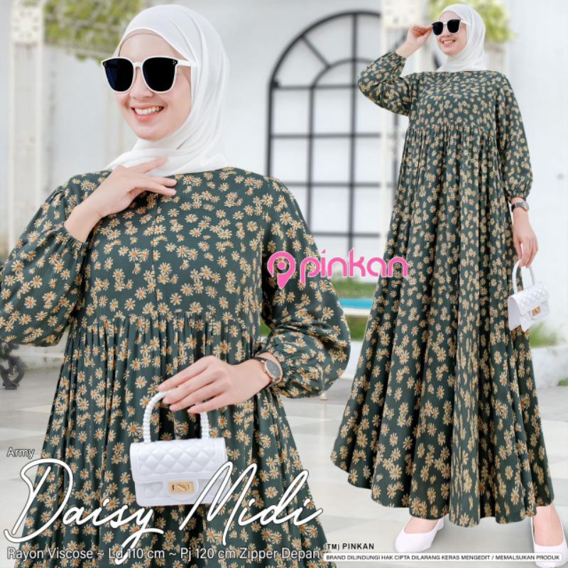 BAJU WANITA TERLARIS Daisy Midi Dress Busana Muslimah By Original Pinkan