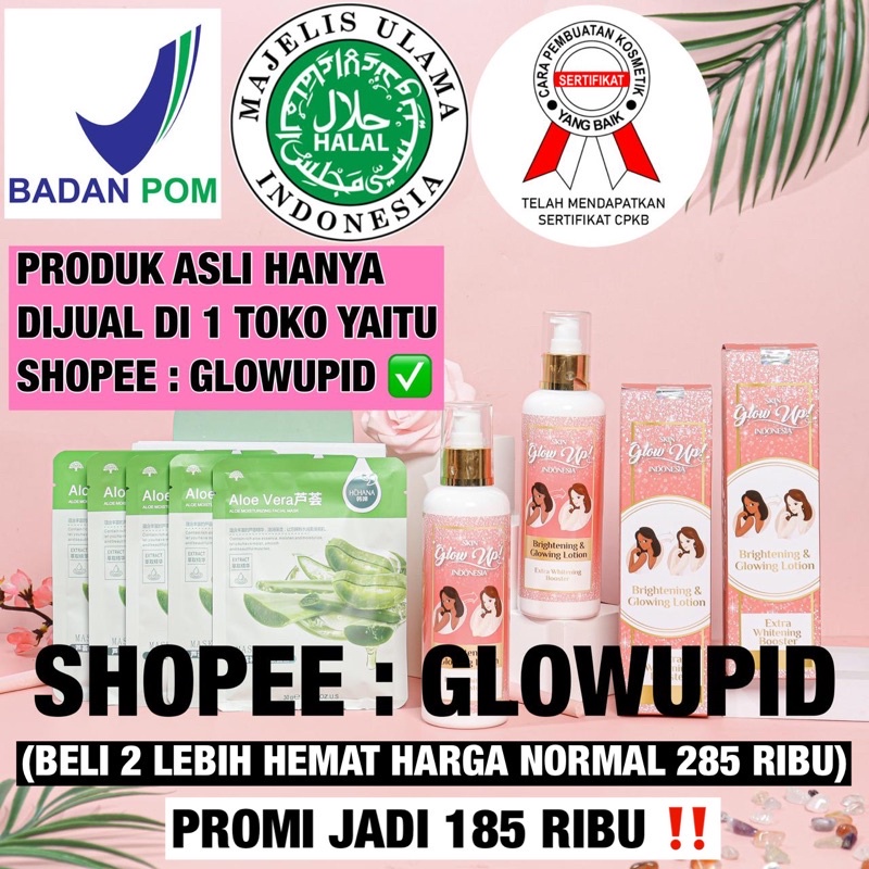 (COD) PEMUTIH SUPER GLOW UP GLOWUPID | GLOWUPINDO (PALING TERLARIS DAN BONUS MASKER WAJAH)