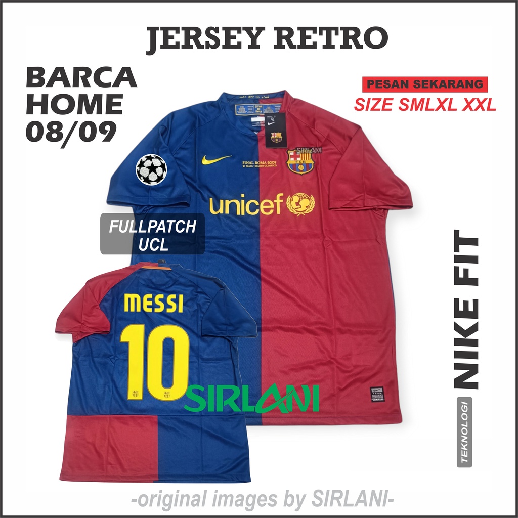 JERSEY RETRO BARCA HOME 08 09 JERSEY BOLA RETRO BARCELONA HOME FINAL ROMA 2009