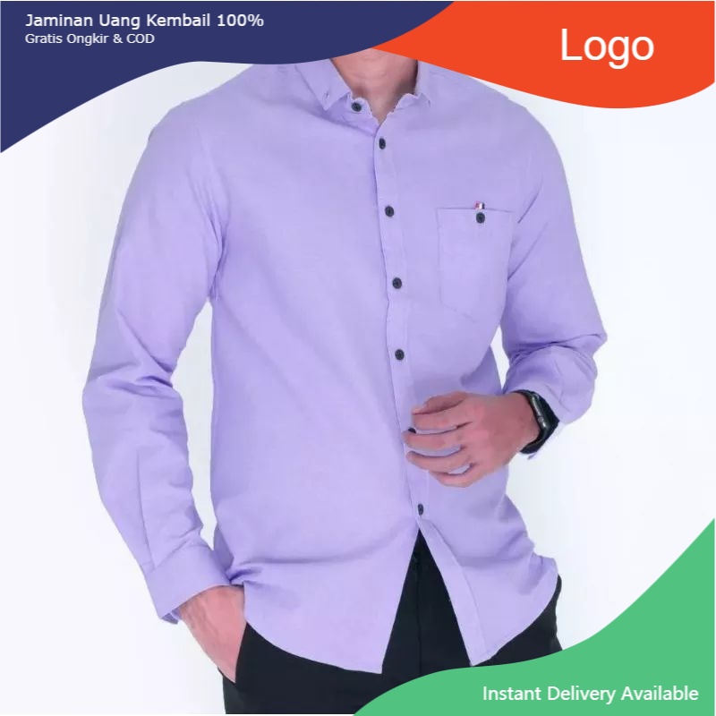 Kemeja Polos Pria Sage Green Kualitas Premium | Hem Baju Polos Lilac / Ungu Muda Formal Pakaian Polo