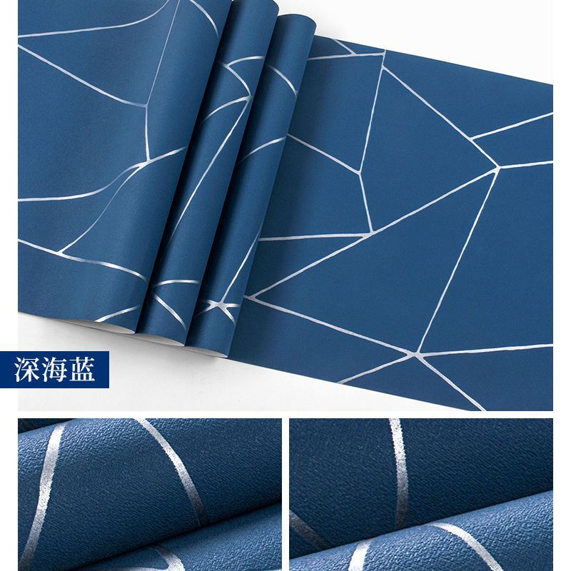 Wallpaper Navy Geometri Silver