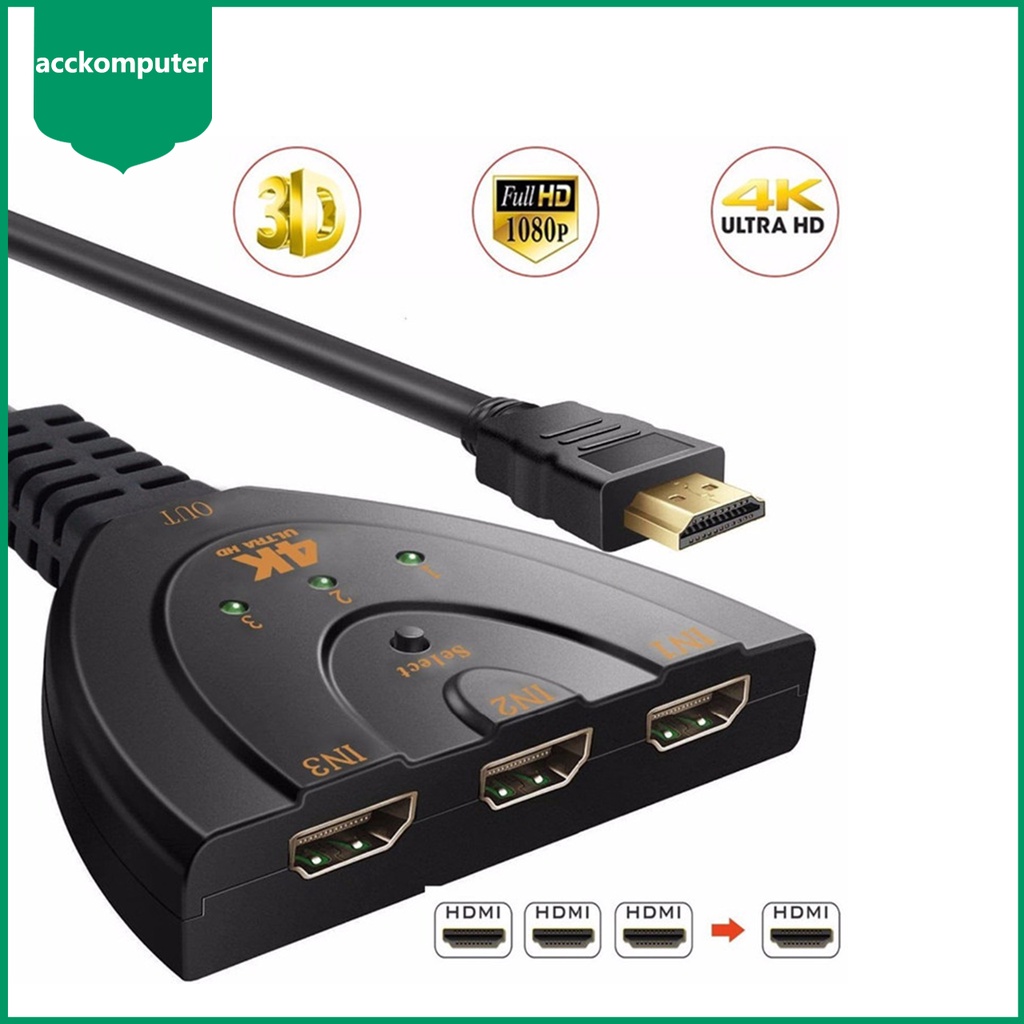 (accesorisnouse2547)HDMI Switch cdf3 Port 3 in 3 out HDMI Swticher Kable 3 Input 1 Output/HDMI SWITC
