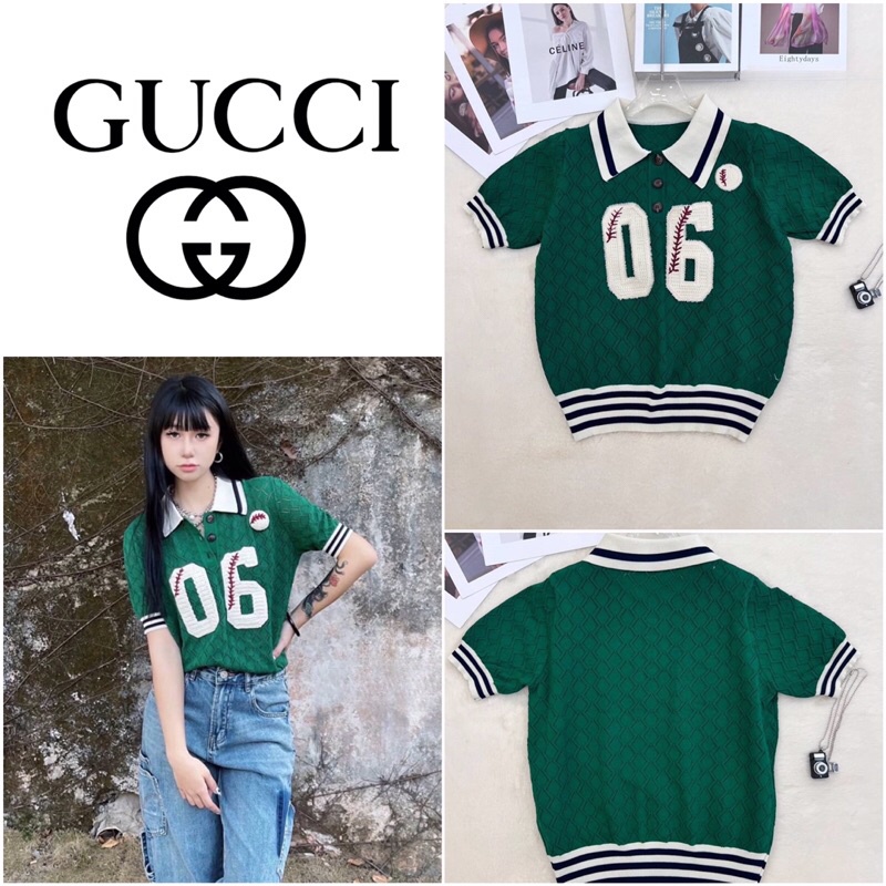 Gucci Cardigan Gucci Green Collar Embroider06
