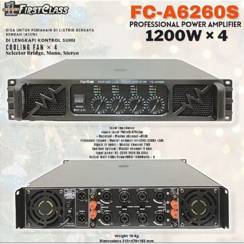 Power Amplifier Firstclass FC A6260S 4x1200watt 4ohm