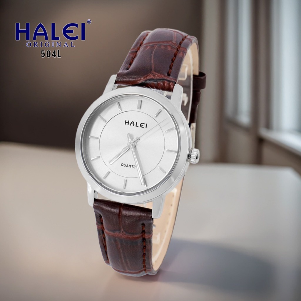 Halei Watch 504 L - Jam Tangan Halei Wanita Kulit Analog Kekinian - Tahan Air dan Garansi 1 Tahun. F