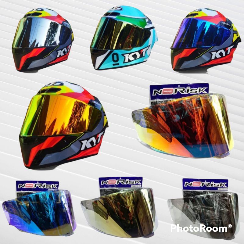 Visor Kaca Helm KYT TT COURSE Flat Iridium RED BLUE / Kaca Visor Helm Kyt Full Face /Kaca Helm Kyt