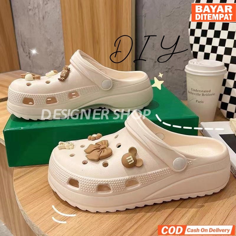 Sepatu Sandal Wanita Jelly Wedges Baim crocs Style
