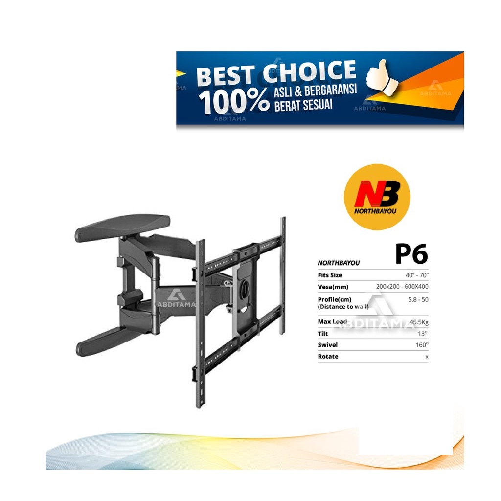 Bracket TV LED braket breket TV 6 arah slim 14 inch to 70 inc Universal all brand LCD TV LG Samsung 