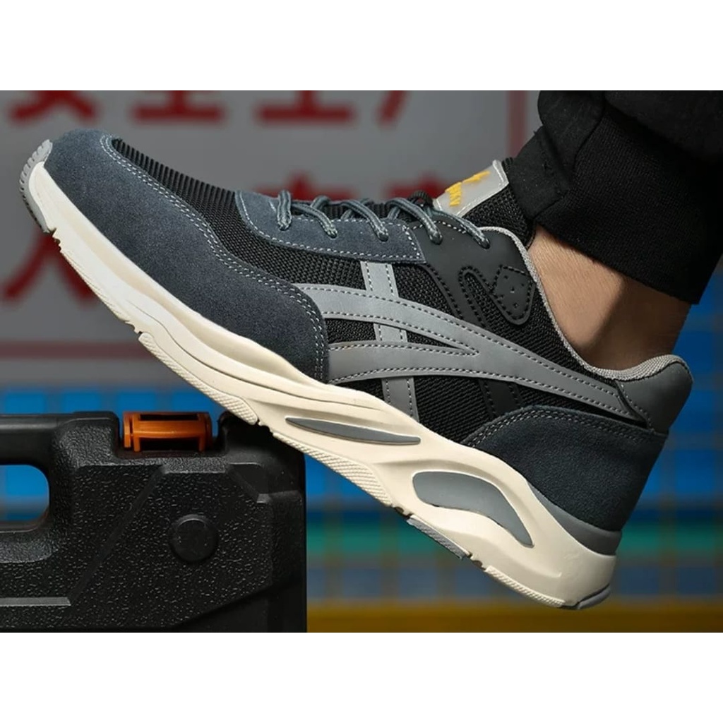 SEPATU SAFETY PRIA UJUNG BESI SPORTY SAFETY SHOES BUKAN JOGGER